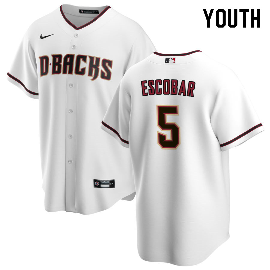 Nike Youth #5 Eduardo Escobar Arizona Diamondbacks Baseball Jerseys Sale-White - Click Image to Close